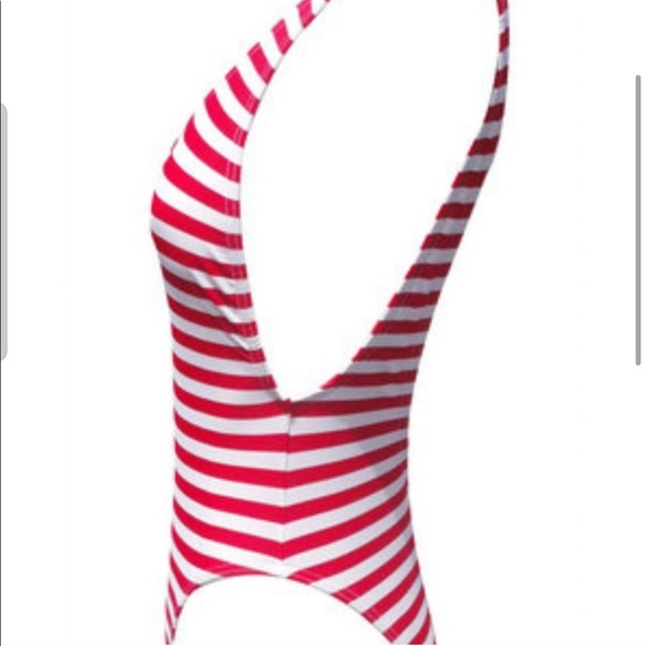 GNASH Red/White Stripped One Piece Swimsuit - Picture 4 of 6